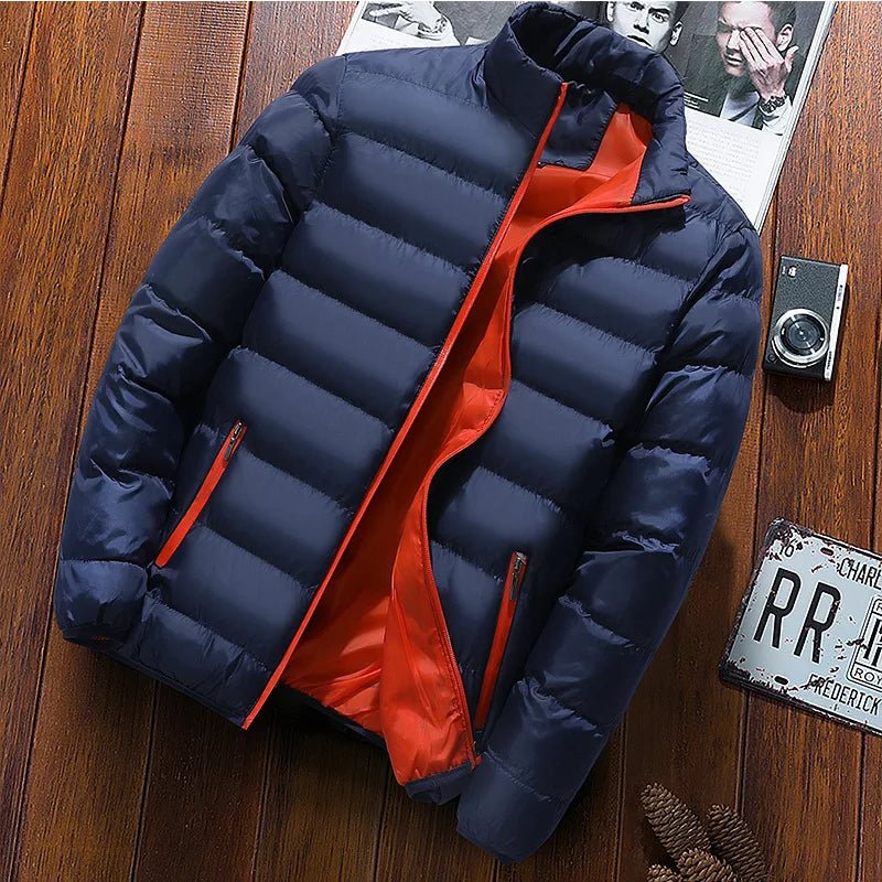SaneShoppe - Mens Winter Jackets Fashion Casual Windbreaker Stand Collar Thermal Coat Outwear Oversized Outdoor Camping Jacket Male Clothes