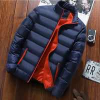 SaneShoppe - Mens Winter Jackets Fashion Casual Windbreaker Stand Collar Thermal Coat Outwear Oversized Outdoor Camping Jacket Male Clothes