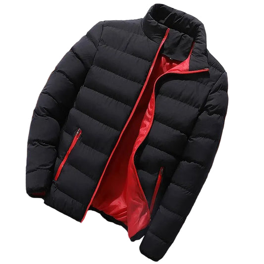 SaneShoppe - Mens Winter Jackets Fashion Casual Windbreaker Stand Collar Thermal Coat Outwear Oversized Outdoor Camping Jacket Male Clothes