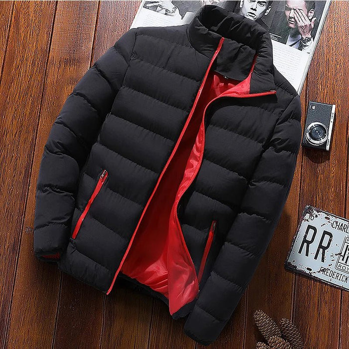 SaneShoppe - Mens Winter Jackets Fashion Casual Windbreaker Stand Collar Thermal Coat Outwear Oversized Outdoor Camping Jacket Male Clothes