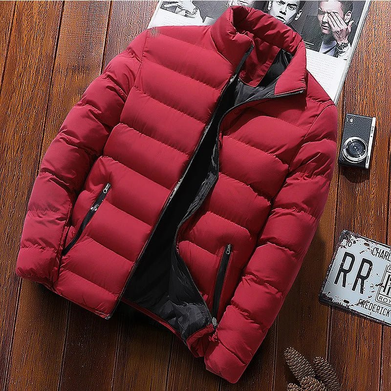 SaneShoppe - Mens Winter Jackets Fashion Casual Windbreaker Stand Collar Thermal Coat Outwear Oversized Outdoor Camping Jacket Male Clothes