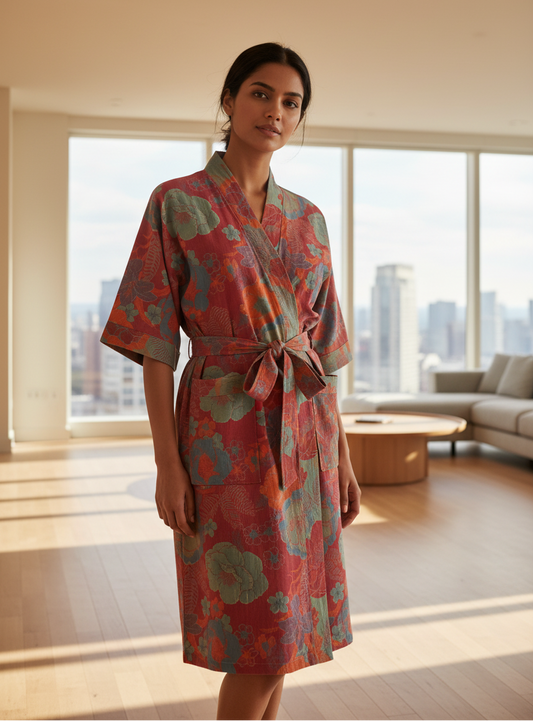 SaneShoppe - Cotton Kimono Robes for Couples - Absorbent & Quick Drying