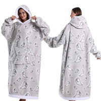 SaneShoppe New Oversized Hoodies 2025 Super Long Hooded Blanket with Sleeves Women Men Pullover Fleece Giant TV Blanket Halloween Clothes