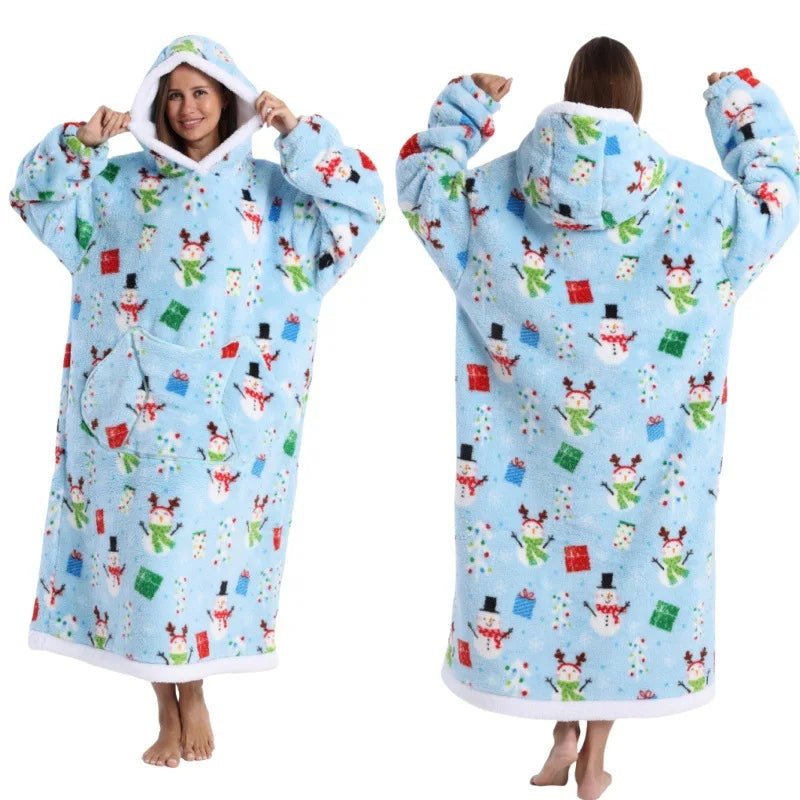 SaneShoppe - 2025 Super Long Hooded Blanket Oversized Hoodie with Sleeves - Halloween Edition