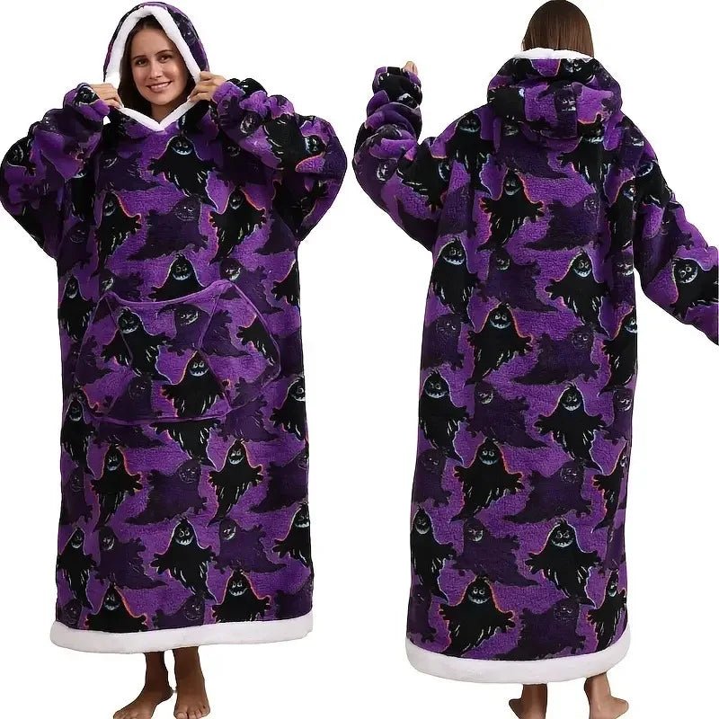 SaneShoppeNew Oversized Hoodies 2025 Super Long Hooded Blanket with Sleeves Women Men Pullover Fleece Giant TV Blanket Halloween ClothesSaneShoppe