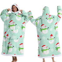 SaneShoppe - 2025 Super Long Hooded Blanket Oversized Hoodie with Sleeves - Halloween Edition