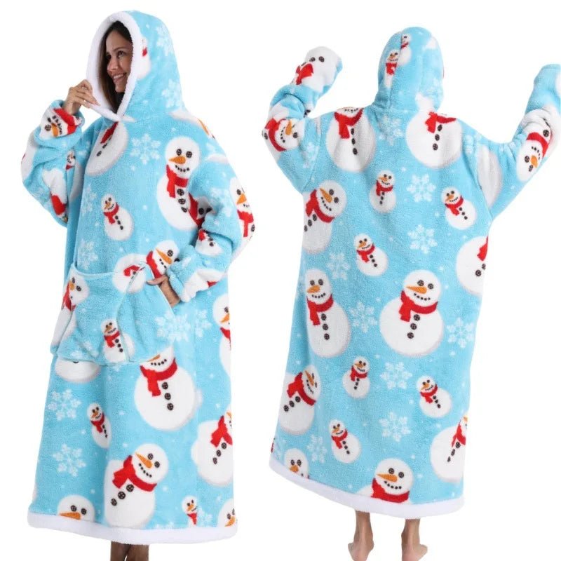 SaneShoppe - 2025 Super Long Hooded Blanket Oversized Hoodie with Sleeves - Halloween Edition