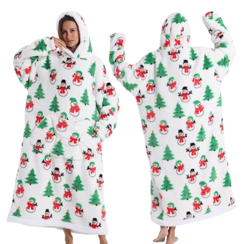 SaneShoppe - 2025 Super Long Hooded Blanket Oversized Hoodie with Sleeves - Halloween Edition