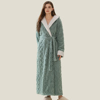 SaneShoppe - Warm Hooded Flannel Robe Men's Lounge Wear Kimono Gown