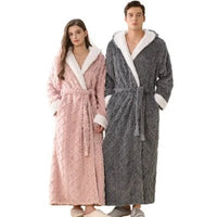 SaneShoppe - Warm Hooded Flannel Robe Men's Lounge Wear Kimono Gown