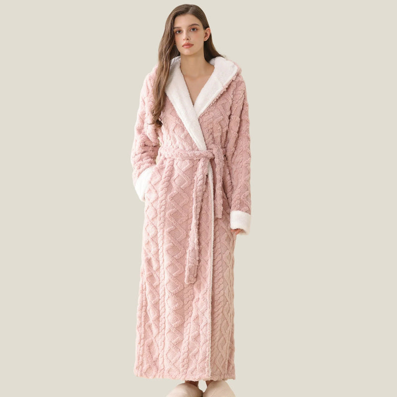 SaneShoppe - Warm Hooded Flannel Robe Men's Lounge Wear Kimono Gown