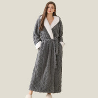 SaneShoppe Warm Hooded Flannel Robe Men's Lounge Wear Kimono Gown