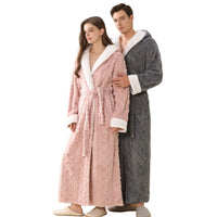 SaneShoppe - Warm Hooded Flannel Robe Men's Lounge Wear Kimono Gown