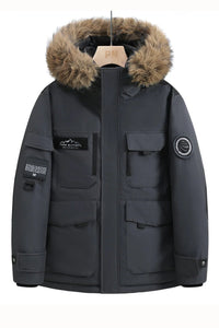 SaneShoppe-Waterproof Winter Down Jacket with Hood, Fur Collar - Men/Women Warm Coat