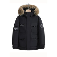 SaneShoppe-Waterproof Winter Down Jacket with Hood, Fur Collar - Men/Women Warm Coat