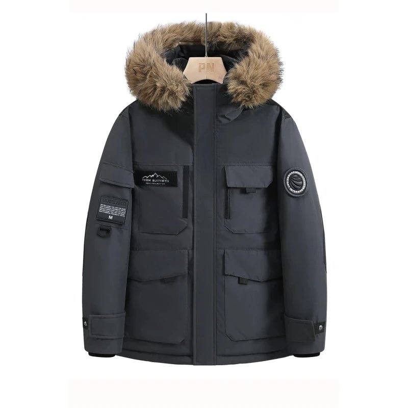 SaneShoppe-Waterproof Winter Down Jacket with Hood, Fur Collar - Men/Women Warm Coat