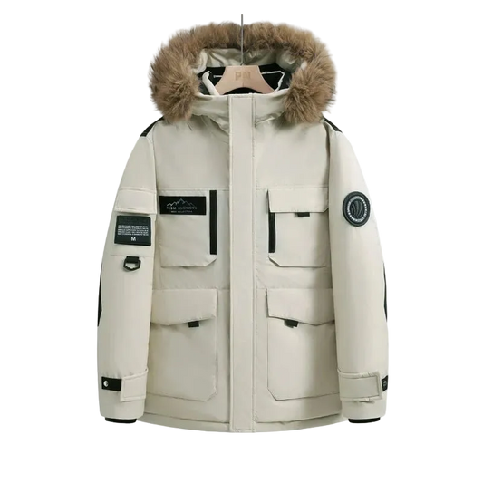 SaneShoppe-Waterproof Winter Down Jacket with Hood, Fur Collar - Men/Women Warm Coat