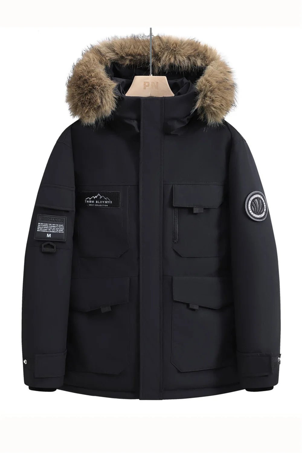 SaneShoppe-Waterproof Winter Down Jacket with Hood, Fur Collar - Men/Women Warm Coat