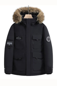 SaneShoppe-Waterproof Winter Down Jacket with Hood, Fur Collar - Men/Women Warm Coat