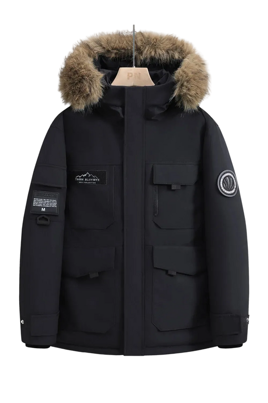SaneShoppe-Waterproof Winter Down Jacket with Hood, Fur Collar - Men/Women Warm Coat