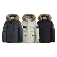 SaneShoppe-Men's Stylish Waterproof Winter Jackets with Hoods and Leather Collars
