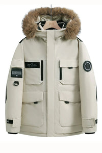 SaneShoppe-Men's Stylish Waterproof Winter Jackets with Hoods and Leather Collars