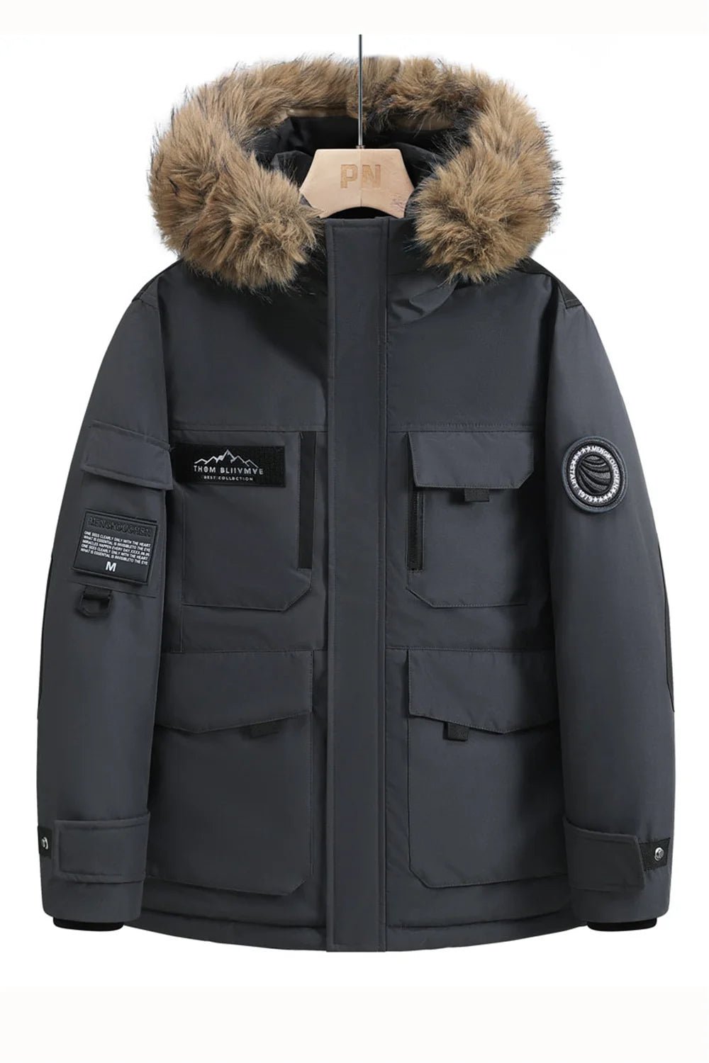 SaneShoppe-Men's Stylish Waterproof Winter Jackets with Hoods and Leather Collars