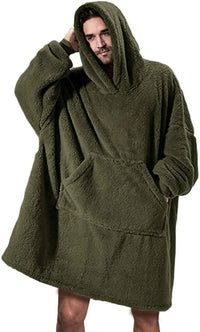 SaneShoppe - Winter Double - Faced Fleece Hoodie Blanket with Large Pocket, Cozy Couple Sweatshirts