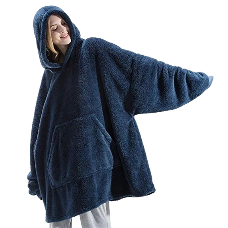 SaneShoppe - Winter Double - Faced Fleece Hoodie Blanket with Large Pocket, Cozy Couple Sweatshirts