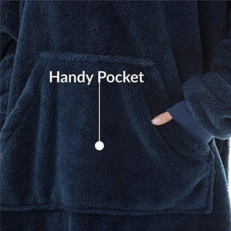 SaneShoppe - Winter Double - Faced Fleece Hoodie Blanket with Large Pocket, Cozy Couple Sweatshirts