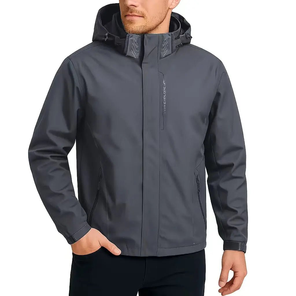 SaneShoppe-Men's Lightweight Waterproof Hooded Raincoat - Perfect for Hiking and Climbing