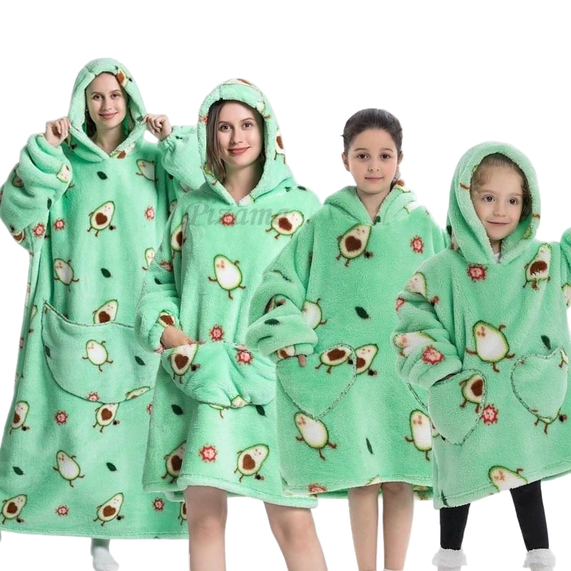 SaneShoppe Oversize Winter Sherpa Blanket Plush Polar Fleece Family Matching Hoodie Girl Sweatshirt Homewear Avocado Animal Print Outwear Oversize Winter Sherpa Blanket Plush Polar Fleece Family Matching Hoodie Girl Sweatshirt Homewear Avocado Animal Print Outwear