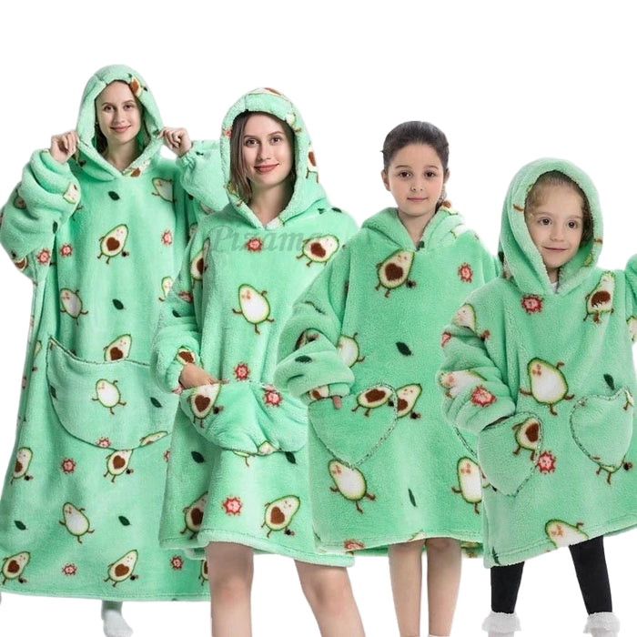 SaneShoppe Oversize Winter Sherpa Blanket Plush Polar Fleece Family Matching Hoodie Girl Sweatshirt Homewear Avocado Animal Print Outwear Oversize Winter Sherpa Blanket Plush Polar Fleece Family Matching Hoodie Girl Sweatshirt Homewear Avocado Animal Print Outwear