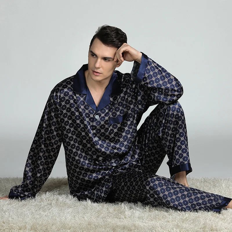 ZZDH Pyjama Heren Lente en herfst heren en dames pyjama set, katoen lange mouw set, grote maat gestreepte casual homewear (Color : Male dark gray, Size : X-Large ZZDH Pyjama Heren Lente en herfst heren en dames pyjama set, katoen lange mouw set, grote maat gestreepte casual homewear (Color : Male dark gray, Size : X-Large