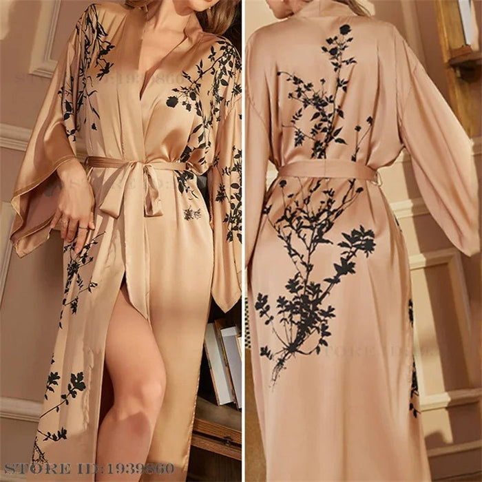 Dressing Gown14:350853#Dark Green Flower 3;5:200003528#Plus One Size