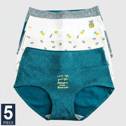 SaneShoppe - Lot de 5 culottes taille haute en coton : culottes confort respirantes pour femme