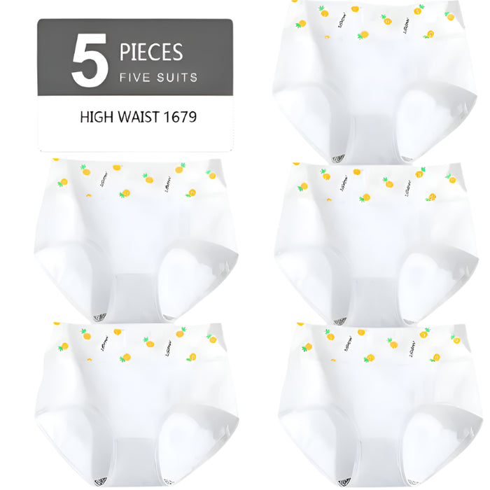 SaneShoppe - Set of 5 High Waist Cotton Panties: Women's Breathable Comfort Briefs