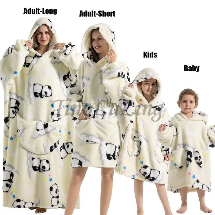 Little BittySherpa Halloween Cosplay Family Hoodies Winter Warm Soft Extra Long Oversized Hoodies Child Women Men Sweatshirts TV BlanketsSaneShoppe
