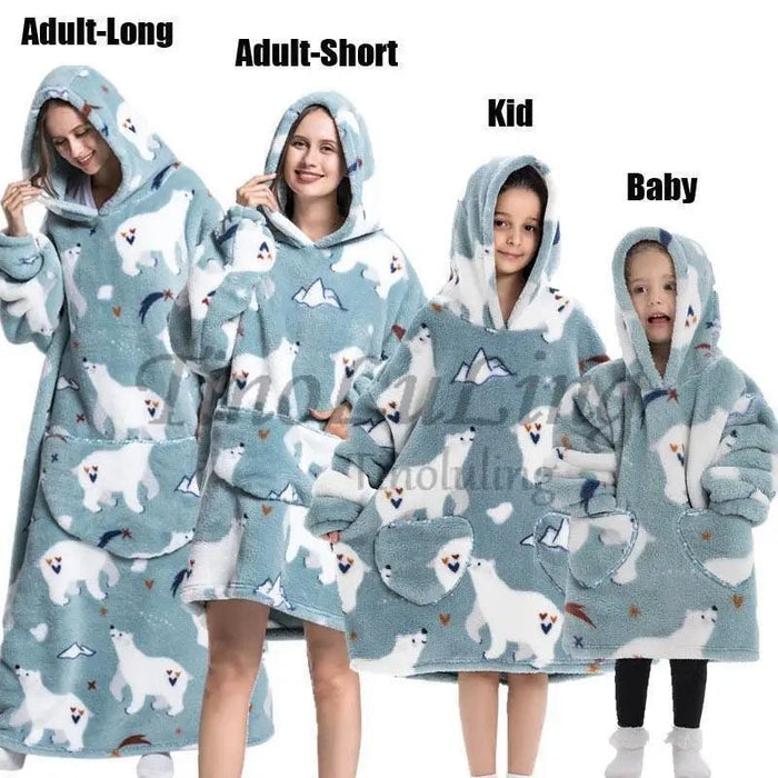 Little BittySherpa Halloween Cosplay Family Hoodies Winter Warm Soft Extra Long Oversized Hoodies Child Women Men Sweatshirts TV BlanketsSaneShoppe