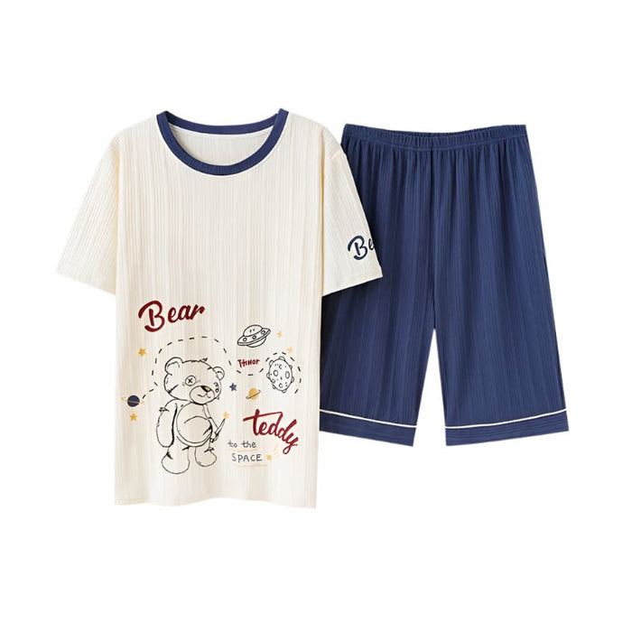 SaneShoppe - Soft Cotton Cartoon Print Men's Pajama Set - L - 3XL