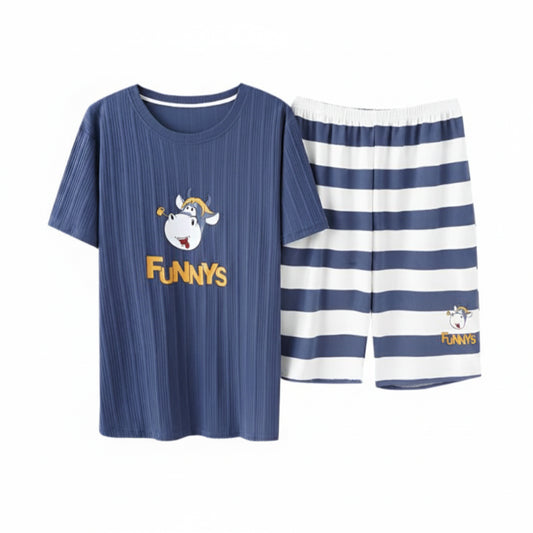 SaneShoppe - Soft Cotton Cartoon Print Men's Pajama Set - L - 3XL