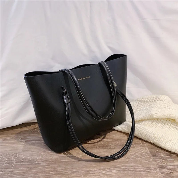 SaneShoppe - Solid Color Half Moon Bag Large Capacity PU Leather Shoulder Tote for Women Casual High Quality Handbag