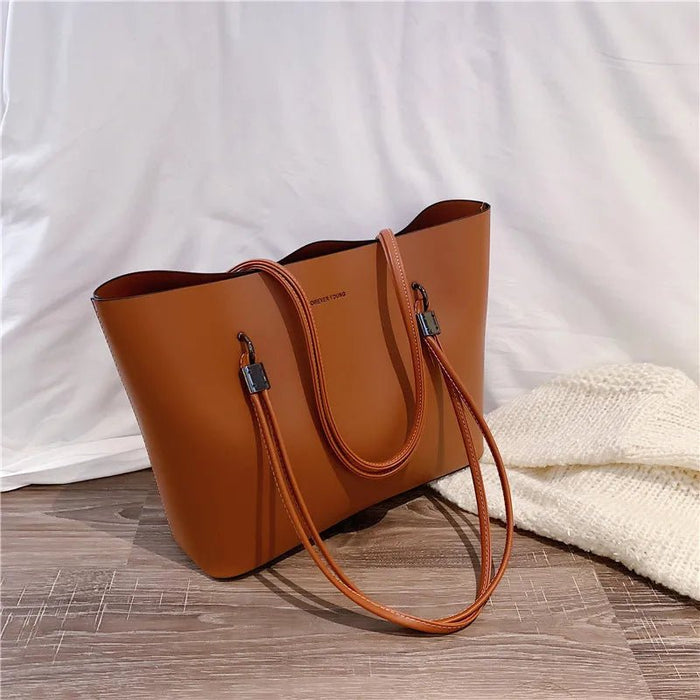 SaneShoppe - Solid Color Half Moon Bag Large Capacity PU Leather Shoulder Tote for Women Casual High Quality Handbag