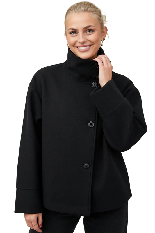 SaneShoppe - Street Women's Short Woolen Coat Stand Collar Single Breasted Long Sleeve Pockets Jacket 2025 Autumn Lady Casual Commute Outwear