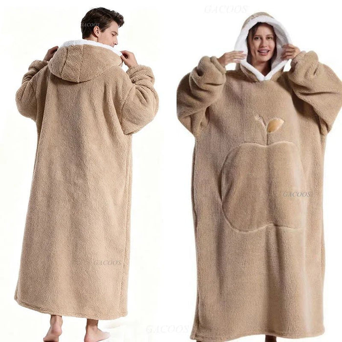 SaneShoppe - Super Long Oversized Sherpa Blanket Hoodies for Family Matching - Cozy Winter Homewear