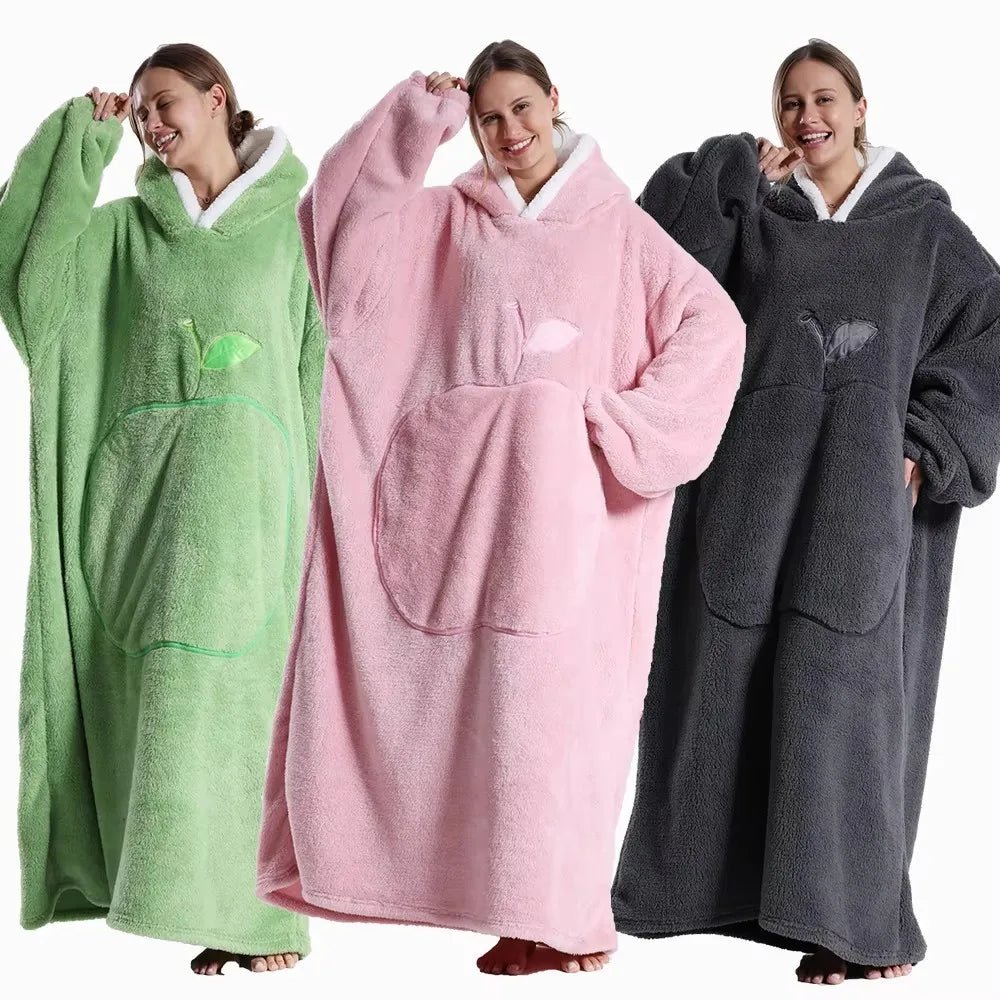 SaneShoppe Super Long Oversized Sherpa Blanket Hoodies for Family Matching - Cozy Winter Homewear