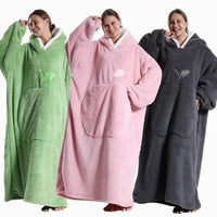 SaneShoppe Super Long Oversized Sherpa Blanket Hoodies for Family Matching - Cozy Winter Homewear