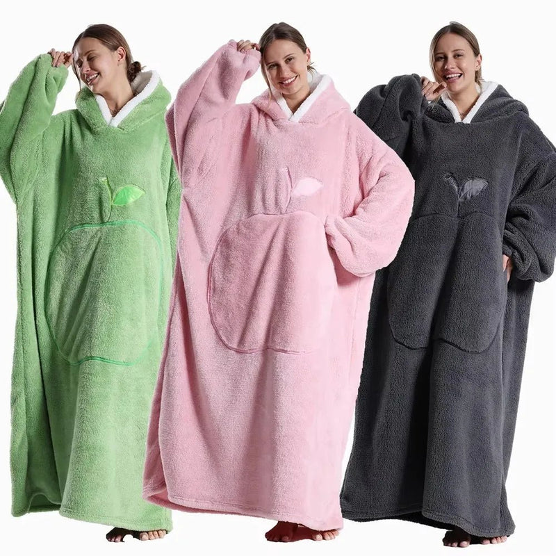 SaneShoppe Super Long Oversized Sherpa Blanket Hoodies for Family Matching - Cozy Winter Homewear