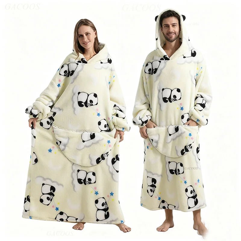 SaneShoppe - Super Long Oversized Sherpa Blanket Hoodies for Family Matching - Cozy Winter Homewear