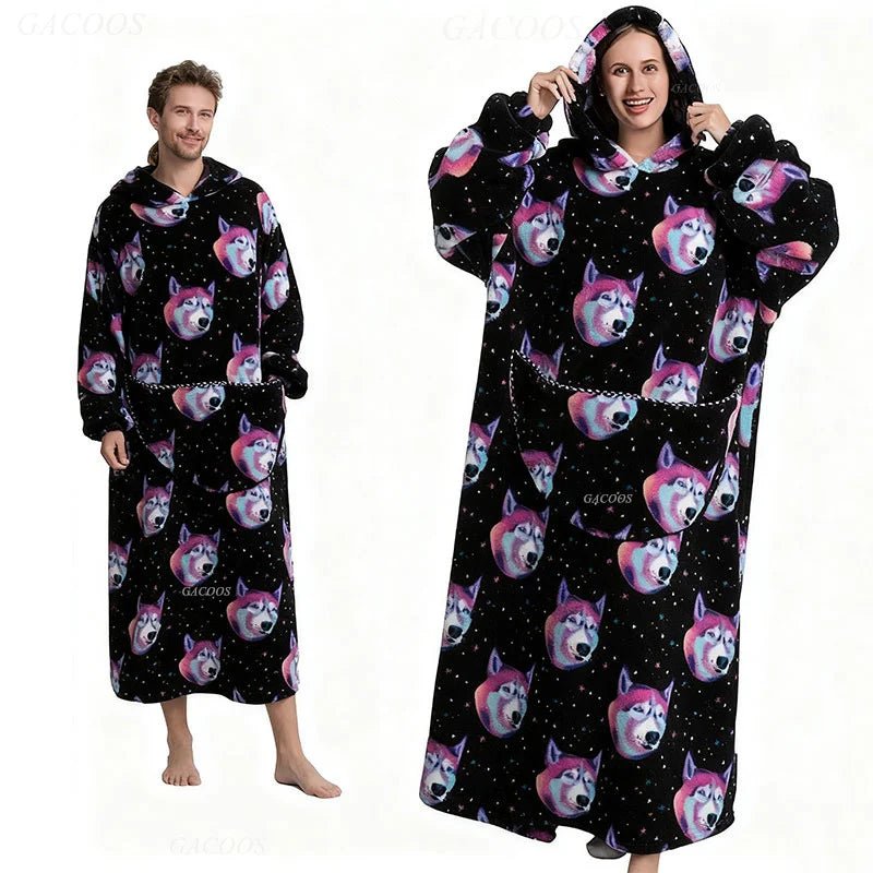 SaneShoppe - Super Long Oversized Sherpa Blanket Hoodies for Family Matching - Cozy Winter Homewear